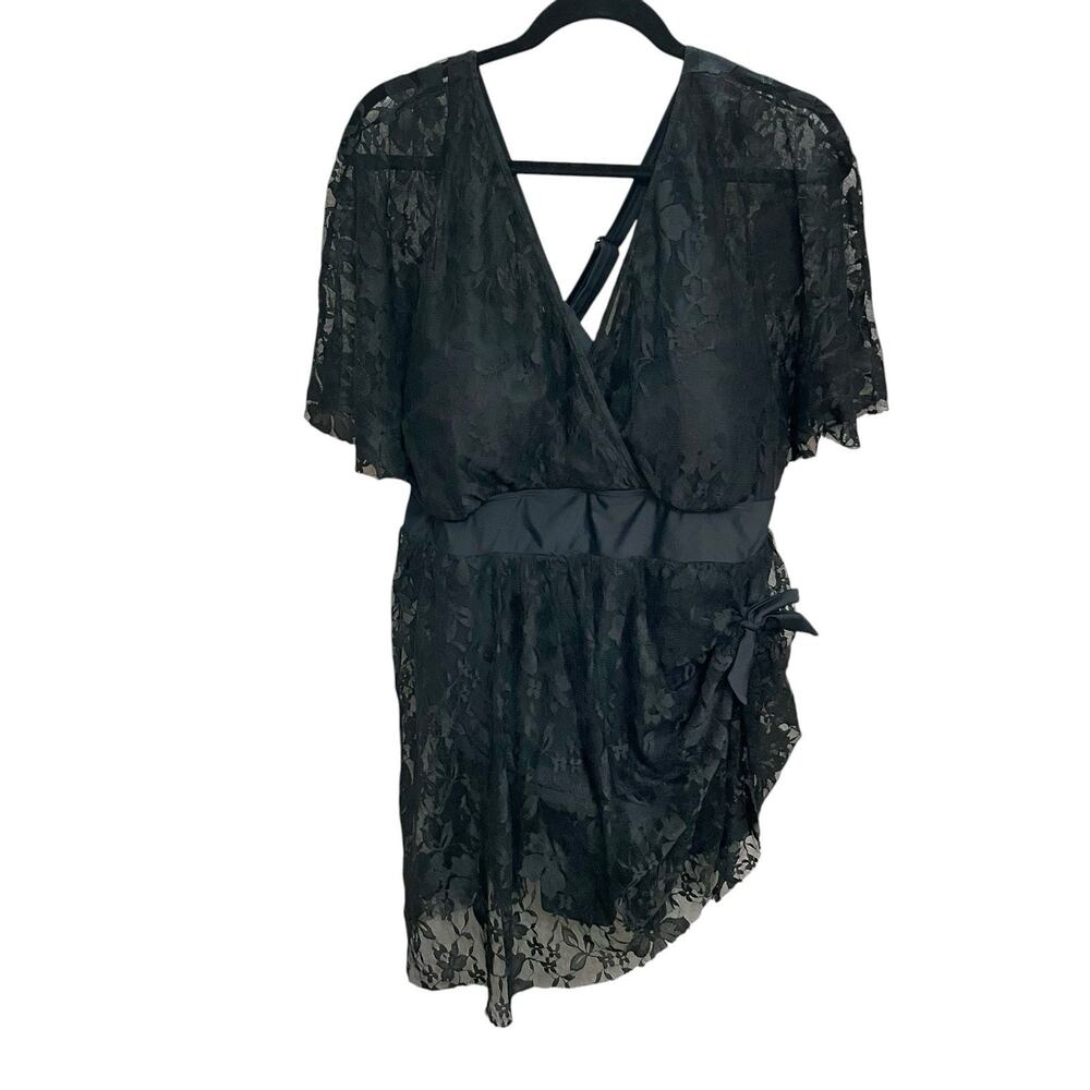 Bloomchic Lace Swimdress 22/24 Plus Size Modest Black Short Sleeve Surplice Neck